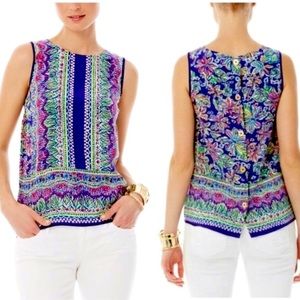 Lilly Pulitzer Blue and Pink Floral Top